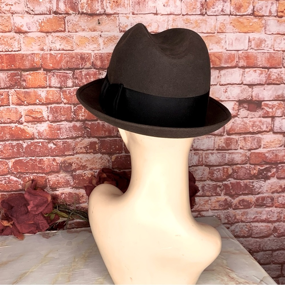 Vintage Larchmont gray and Black fur felt  Fedora - Picture 5 of 10